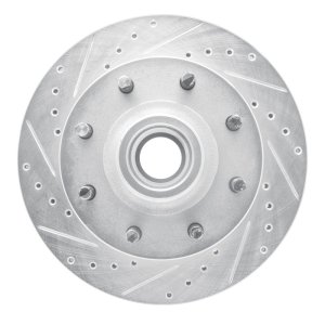 Chevrolet Express 3500 Brake Rotor (1) - Front Left - R1 Concepts - Drilled & Slotted - Silver - `01-`02